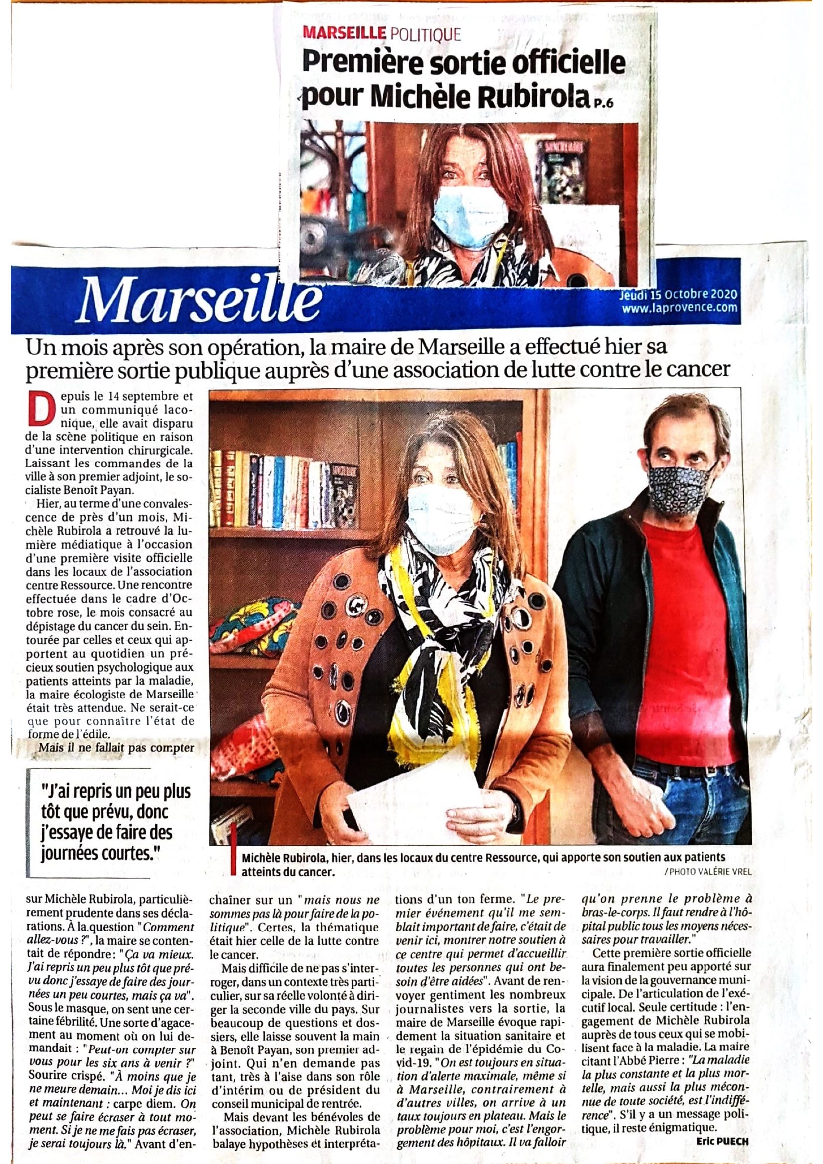 La Provence - Michèle Rubirola au Centre Ressource Marseille